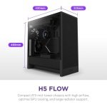 NZXT H5 Flow - Compact ATX Mid-Tower PC Case - Black - Image 2