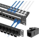 Tecmojo UL Listed 24-Port Cat6A UTP Patch Panel with Lnline Keystone Couplers