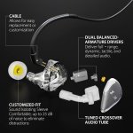 Xvive T9 in-Ear Monitor Headphones Dual Knowles BA Drivers IEM for Studio - Image 2
